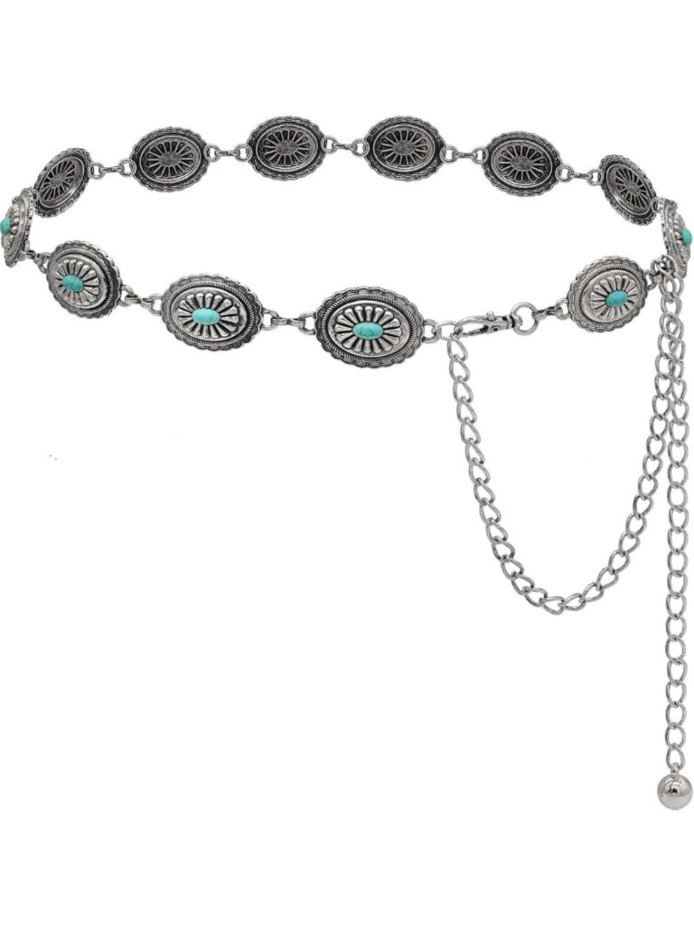 Stylish Western Cowgirl Metal Concho Chain Belt for Women - Perfect Waist